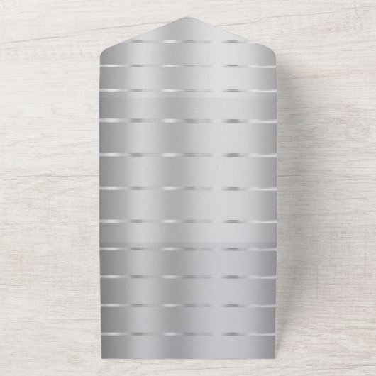 Chic zilveren lint bruiloft all in one uitnodiging (Buitenkant)