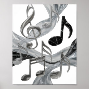 Chic Zilveren MUSIC IN MOTION Grafisch ontwerp Poster
