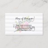 Chic Zilveren Schaar Haarstylist Strepen en Rozen Visitekaartje (Achterkant)