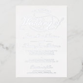 Chic Zilveren Script Bruiloft Echt Folie Uitnodiging (Voorkant)