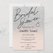 Chic zilveren script foto vrijgezellenfeest ring r kaart (Voorkant)