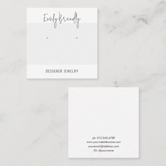 Chic Zilveren Sieraden Oorbel Display Visitekaartj Vierkante Visitekaartje (Voorkant / Achterkant)