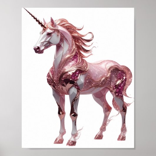 Chic Zilveren UNICORN Maatwerkontwerp Poster (Voorkant)