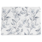 Chic Zilveren Witte Bloemen Huwelijk Groot Cadeauzakje (Voorkant)