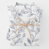 Chic Zilveren Witte Bloemen Huwelijk Inpakpapier Vel (In situ)