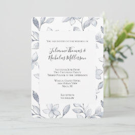Chic Zilveren Witte Bloemen Huwelijk Kaart
