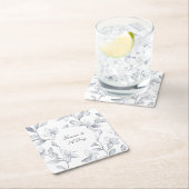 Chic Zilveren Witte Bloemen Huwelijk Kartonnen Onderzetters (Insitu)