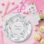 Chic Zilveren Witte Bloemen Huwelijk Papieren Bordje