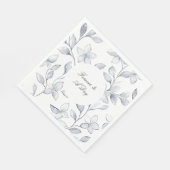 Chic Zilveren Witte Bloemen Huwelijk Servet (Hoek)