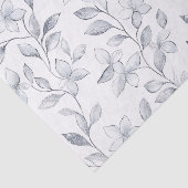 Chic Zilveren Witte Bloemen Huwelijk Tissuepapier (Detail)