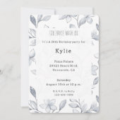 Chic Zilveren Witte Bloemen Verjaardag Kaart (Voorkant)