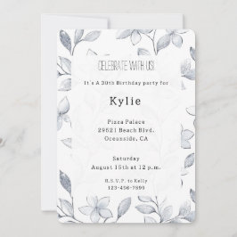 Chic Zilveren Witte Bloemen Verjaardag Kaart