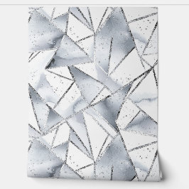 Chic Zilveren Witte Driehoeken Behang