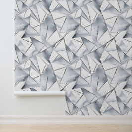 Chic Zilveren Witte Driehoeken Behang
