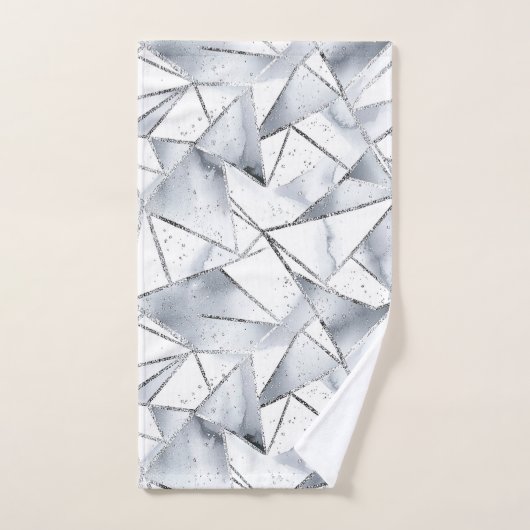 Chic Zilveren Witte Driehoeken Kerstmis Bad Handdoek (Handdoek)
