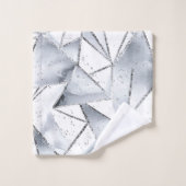 Chic Zilveren Witte Driehoeken Kerstmis Bad Handdoek (Wasdoekje)