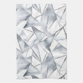 Chic Zilveren Witte Driehoeken Kerstmis Theedoek (Verticaal)