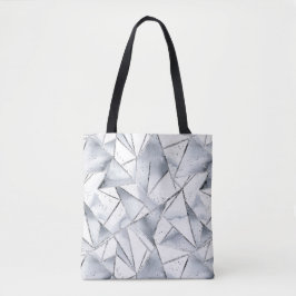 Chic Zilveren Witte Driehoeken Kerstmis Tote Bag