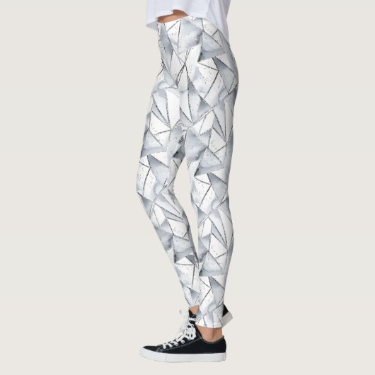 Chic Zilveren Witte Driehoeken Leggings (Links)