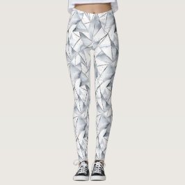 Chic Zilveren Witte Driehoeken Leggings