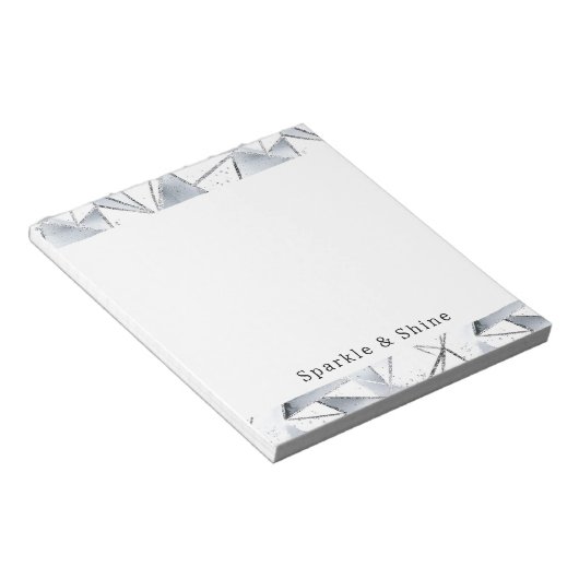 Chic Zilveren Witte Driehoeken Notitieblok (Schuin)