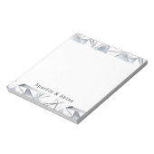 Chic Zilveren Witte Driehoeken Notitieblok (Linkerzijde)