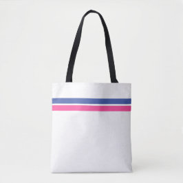 Chic Zomer Blauw Roze Top Racing Stripes op Wit Tote Bag