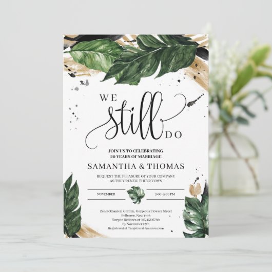 Chic zomer tropische bladeren zwart goud dat we no kaart (Staand voorkant)