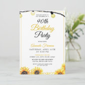 Chic Zonnebloem 90ste Verjaardag Kaart (Staand voorkant)