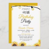 Chic Zonnebloem 90ste Verjaardag Kaart (Voorkant / Achterkant)