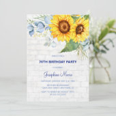 Chic Zonnebloem Aged Wall Brick Greenery Verjaarda Kaart (Staand voorkant)