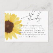 Chic Zonnebloem Baby shower Floral Dank u kaart (Voorkant)