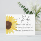 Chic Zonnebloem Baby shower Floral Dank u kaart (Staand voorkant)