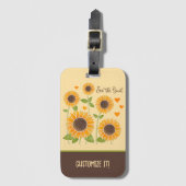 Chic Zonnebloem Bloemen Custom Naam Inspiratie Bagagelabel (Voorkant (verticaal))