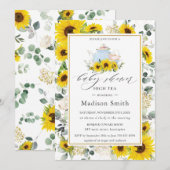 Chic Zonnebloem Bloemen High Tea Party Baby shower Kaart (Voorkant / Achterkant)