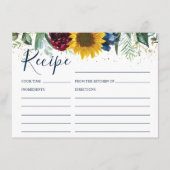 Chic Zonnebloem Bloemen Vrijgezellenfeest Recept K Informatiekaartje (Voorkant)