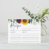 Chic Zonnebloem Bloemen Vrijgezellenfeest Recept K Informatiekaartje (Staand voorkant)