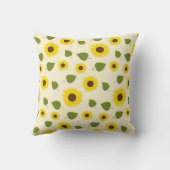 Chic Zonnebloem Geel Groen Blad Script Monogram Kussen (Achterkant)
