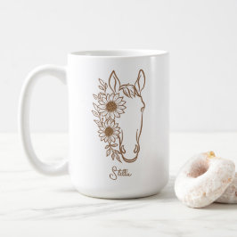 Chic Zonnebloem Paard Lijn Kunst Paard Liefhebber  Koffiemok