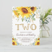 Chic Zonnebloem Tuin Bloemen Groen 2e Verjaardag Kaart (Staand voorkant)