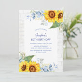 Chic Zonnebloem Wit Grijs Brick Bloemen Verjaardag Kaart (Staand voorkant)