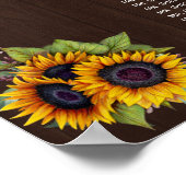 Chic Zonnebloemen Houten Trouw Stoelenplattegrond Poster (Hoek)