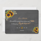 Chic Zonnebloemen krijt Wil je mijn Bruidsmeisje z Kaart (Achterkant)