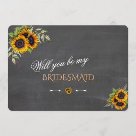Chic Zonnebloemen krijt Wil je mijn bruidsmeisje z Kaart