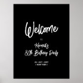 Chic Zwart 80ste Verjaardagsfeestje Welkomstbord Poster (Voorkant)