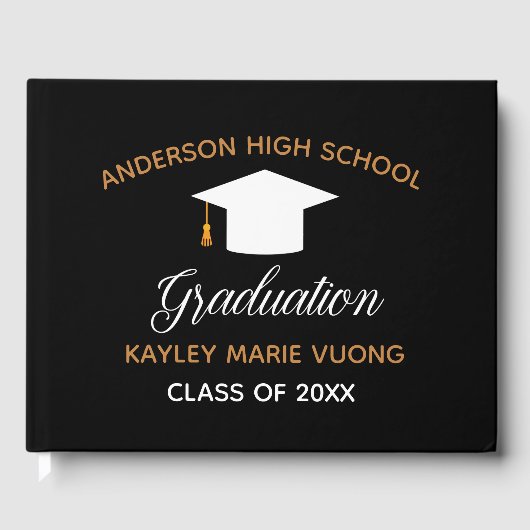 Chic Zwart Afstuderen Autograph Keepsake 2025 Gastenboek (Voorkant)