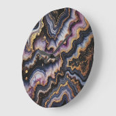 Chic Zwart Blauw Violet Paarse Goud Marmeren Patro Grote Klok (Hoek)