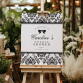 Chic Zwart Damast Bow Vrijgezellenfeest Welkomstbo Poster