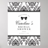 Chic Zwart Damast Bow Vrijgezellenfeest Welkomstbo Poster (Voorkant)