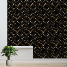 Chic zwart en bruin geometrisch patroon accent behang